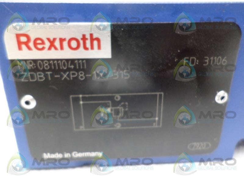 REXROTH ZDBT-XP8-1X/315 PRESSURE RELIEF VALVE *NEW NO BOX*