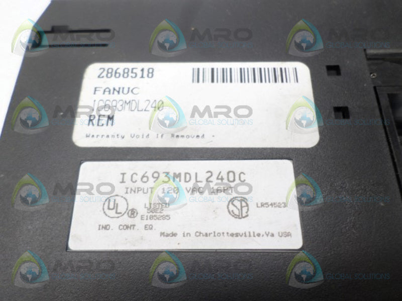GE FANUC IC693MDL240C INPUT MODULE (REMANUFACTURED) NSNP