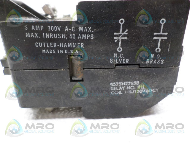 CUTLER HAMMER 9575H2265B CONTACTOR 115/120V *USED*