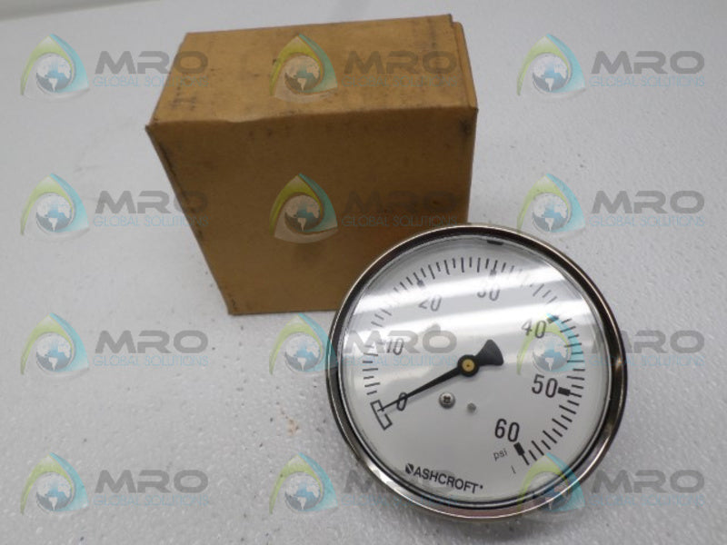 ASHCROFT 101008A02B-60# PRESSURE GAUGE 0-60 PSI  NSMP