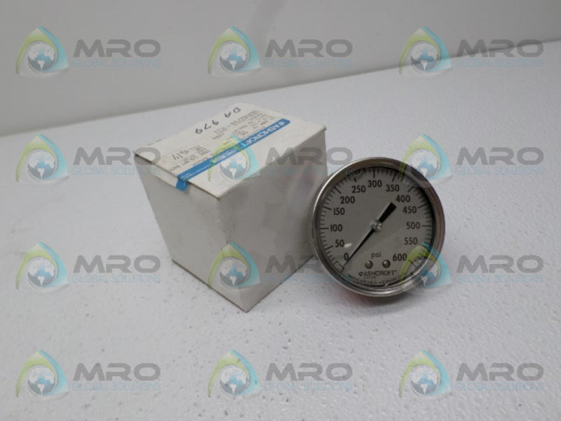 ASHCROFT 251009SW02B-600# PRESSURE GAUGE 0-600 PSI  NSMP