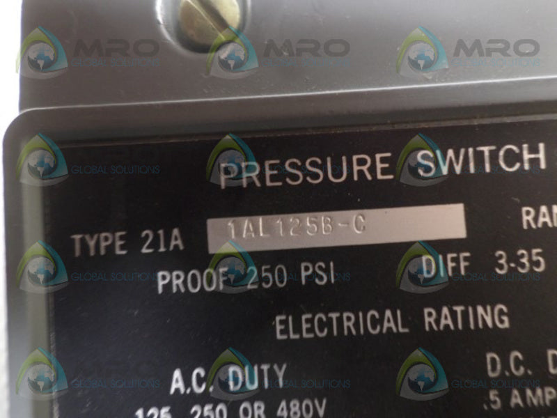 CONSOLIDATED CONTROLS 21A1AL125B-C PRESSURE SWITCH  NSNP