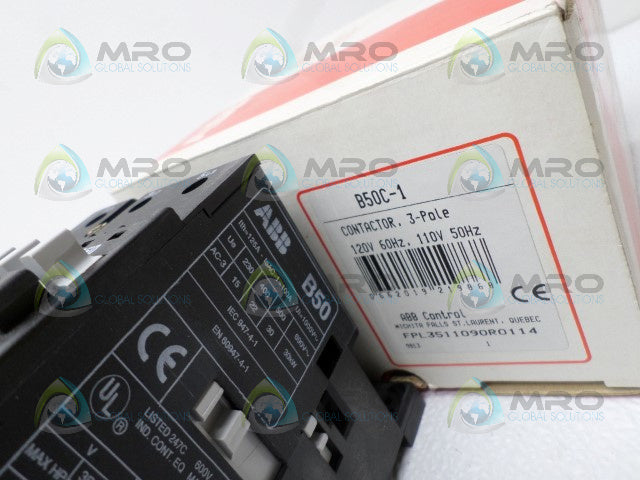 ABB B50C-1 FPL3511090R0114 CONTACTOR 110/120V *NEW IN BOX*