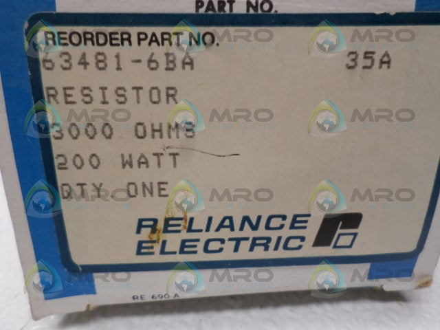 RELIANCE ELECTRIC 63481-6BA REISITOR 3000 OHMS *NEW IN BOX*