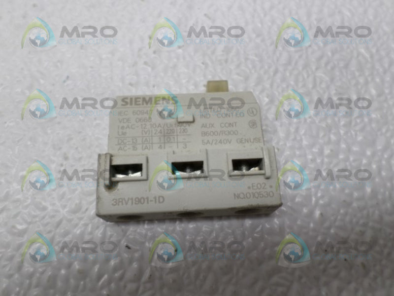SIEMENS 3RV1901-1D AUXILIARY CONTACT BLOCK  UNMP