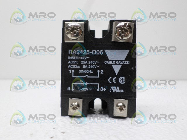 CARLO GAVAZZI RA2425-D06 SOLID STATE RELAY 240V *NEW NO BOX*