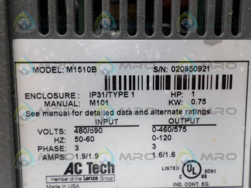 AC TECH M1510B INTELLIGENT DRIVE *USED*