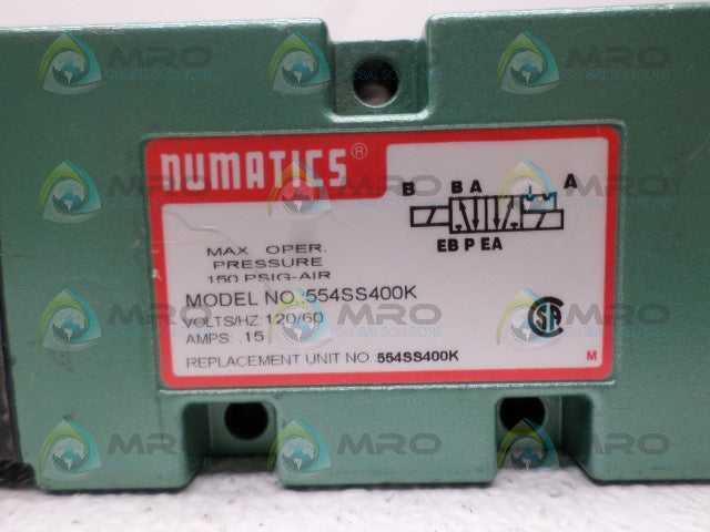 NUMATICS 554SS400K SOLENOID VALVE *USED*