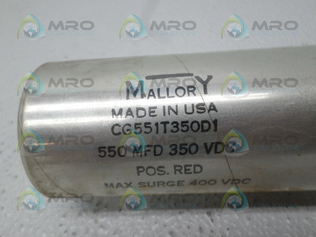 MALLORY CG551T350D1 CAPACITOR 550MFD 350VDC *NEW NO BOX*