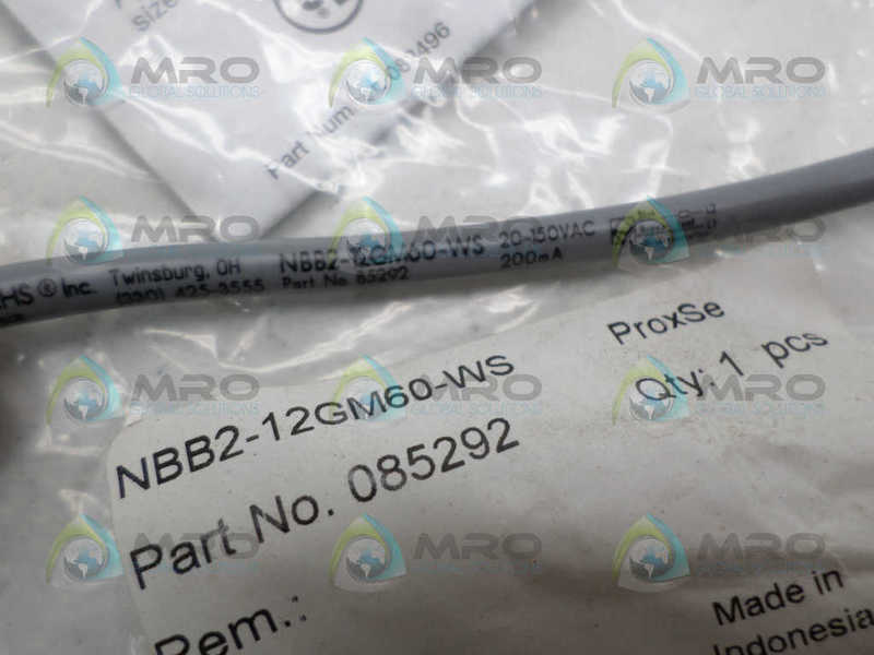 PEPPERL+FUCHS NBB2-12GM60-WS PROXIMITY SENSOR *USED*