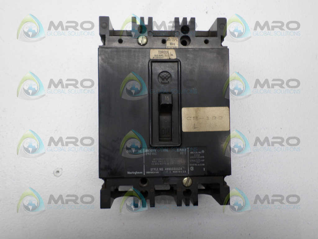 WESTINGHOUSE EB3015 CIRCUIT BREAKER 15A *USED*