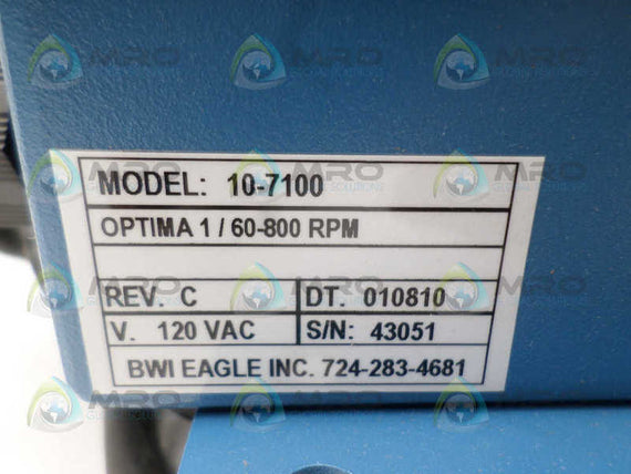 BWI EAGLE OPTIMA 1 10-7100 SPEED MONITORING SWITCH *NEW NO BOX*
