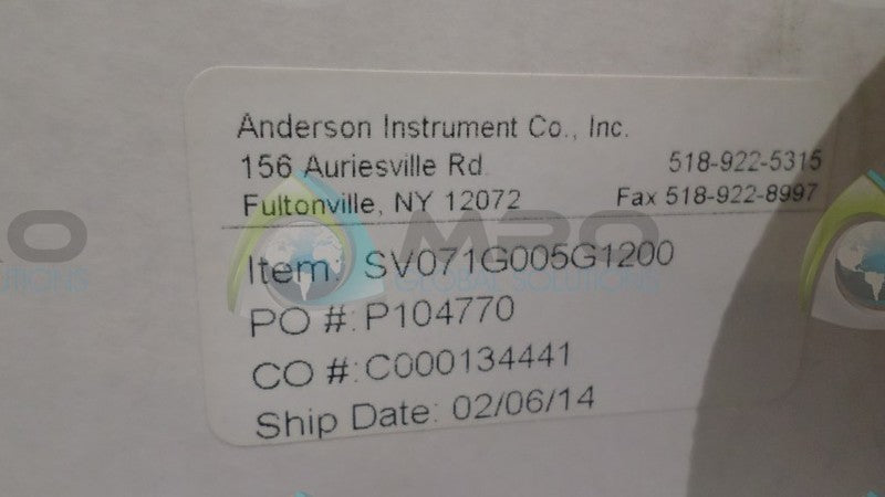 ANDERSON CO. SV071G005G1200 *NEW IN BOX*