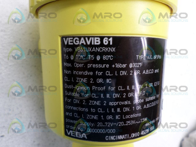 VEGA VEGAVIB 61 VB61.UXANCRKNX LEVEL SWITCH *NEW NO BOX*