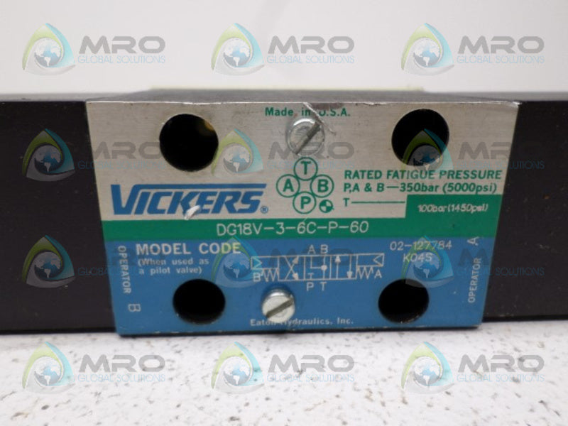 VICKERS DG18V-3-6C-P-60 DIRECTIONAL SOLENOID VALVE *NEW NO BOX*