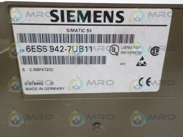 SIEMENS SIMATIC S5 6ES5942-7UB11 PROCESSOR MODULE *USED*