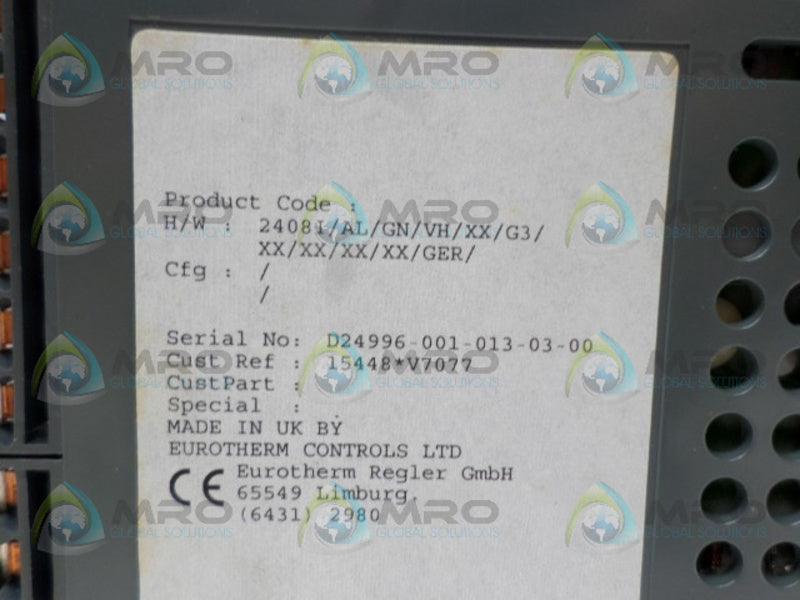EUROTHERM 2408I/AL/GN/VH/XX/G3/XX/XX/XX/XX/ TEMPERATURE INDICATOR  NSNP