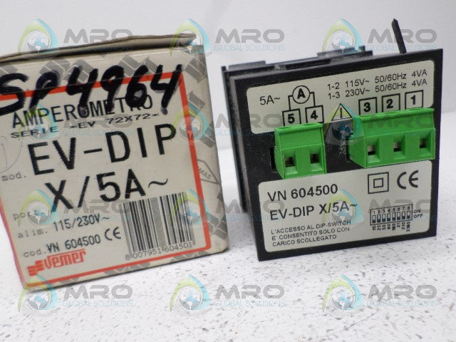 VEMER EV-DIP VN604500 AMP METER *NEW IN BOX*