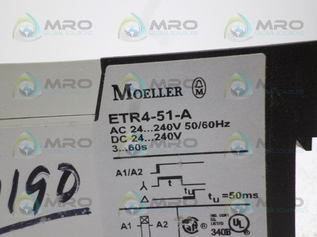 KLOCKNER MOELLER ETR4-51-A TIME DELAY RELAY *NEW NO BOX*