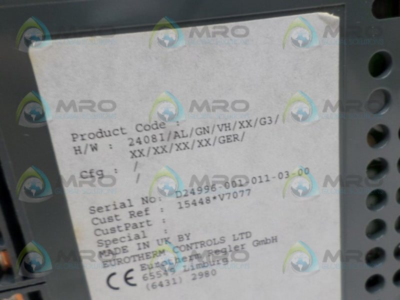 EUROTHERM 2408I/AL/GN/VH/XX/G3/XX/XX/XX/XX/GER TEMP INDICATOR  NSNP