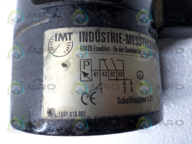 IMT 1601.016.001 PRESSURE GAUGE -1.0-0 BAR  UNMP