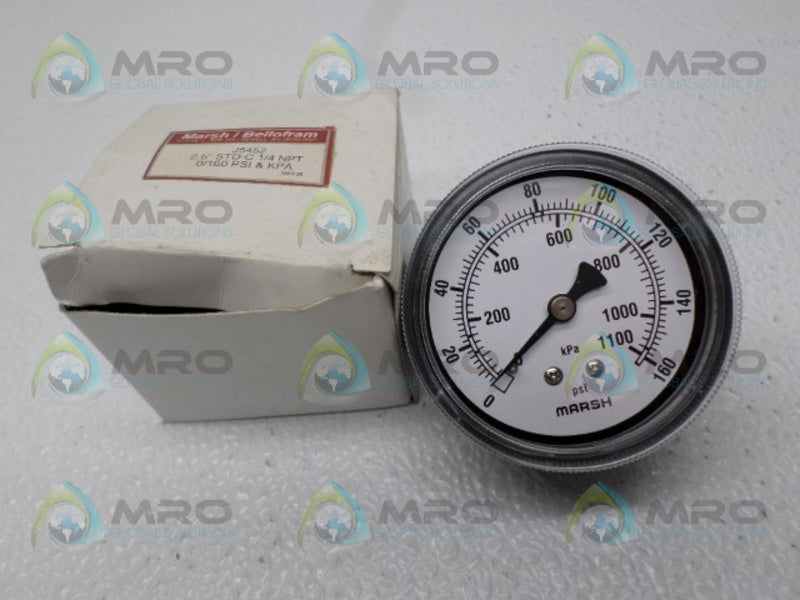 MARSH J5452 PRESSURE GAUGE 0-160 PSI 0-1100 KPA *NEW IN BOX*