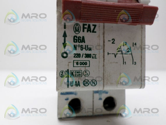 KLOCKNER MOELLER FAZ-G6A-2 CIRCUIT BREAKER 6A *USED*