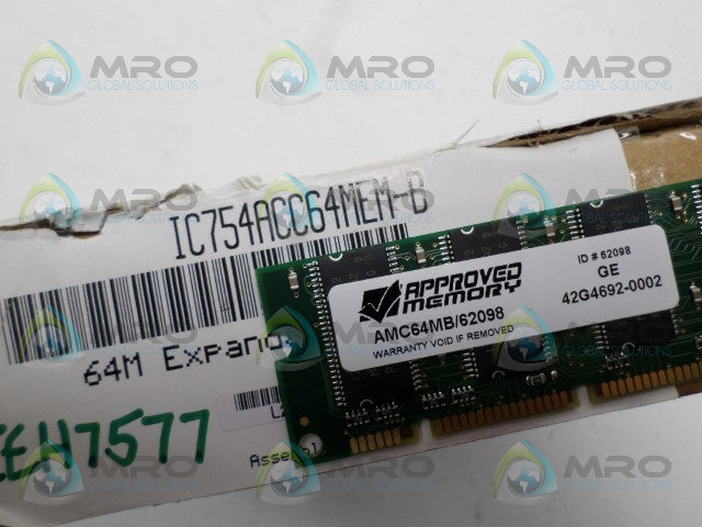 GE FANUC IC754ACC64MEM-B EXPANDABLE USER MEMORY MODULE 64MB *NEW IN BOX*