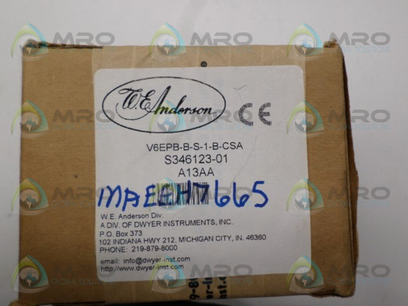 DWYER V6EPB-B-S-1-B-CSA FLOW SWITCH *FACTORY SEALED*