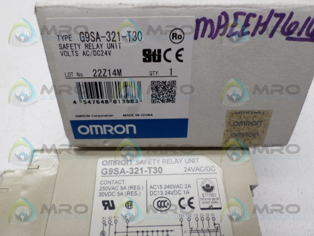 OMRON G9SA-321-T30 SAFETY RELAY UNIT 24VAC/DC *NEW IN BOX*