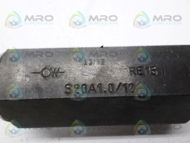 REXROTH S20A1.0/12 RE15 HYDRAULIC CHECK VALVE *NEW NO BOX*
