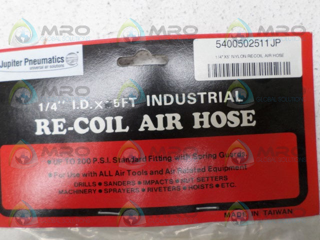 JUPITAR PNEUMATICS 5400502511JP RECOIL AIR HOSE 5FT *NEW IN ORIGINAL PACKAGE*