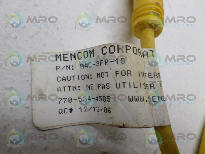 MENCOM MAC-3FP-15 CABLE CONNECTOR *NEW NO BOX*