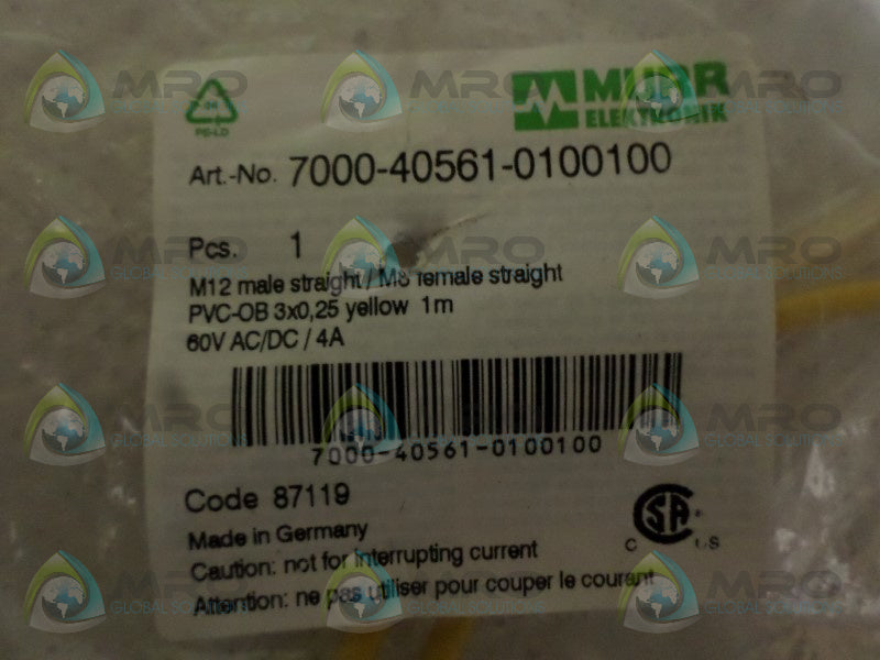 MURR ELEKTRONIK 7000-40561-0100100 CABLE CONNECTOR *NEW IN FACTORY BAG*