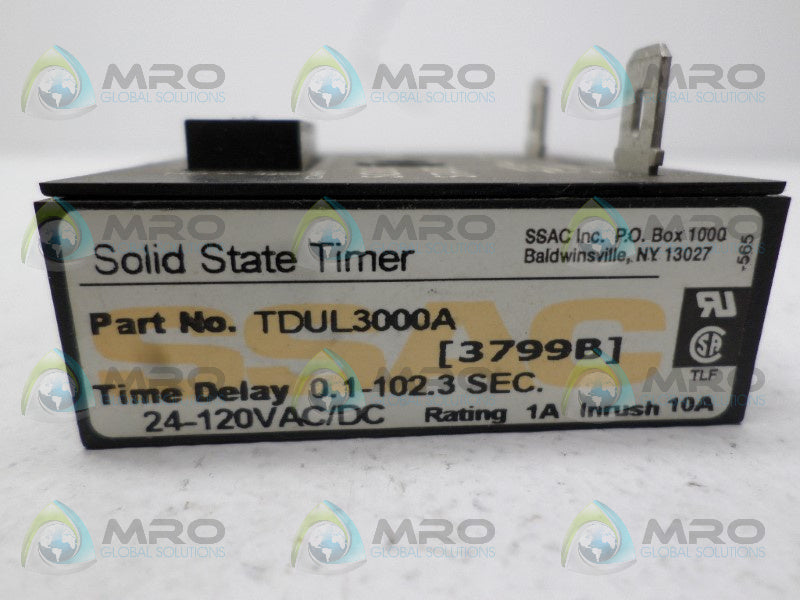 SSAC TDUL3000A SOLID STATE TIMER 0.1-102.3 SEC.  UNMP
