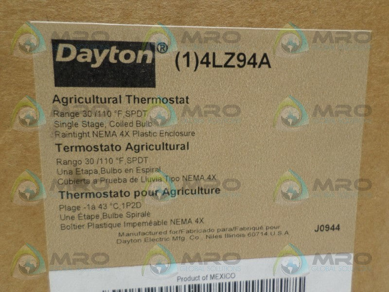 DAYTON 4LZ94A MECHANICAL THERMOSTAT *NEW IN BOX*