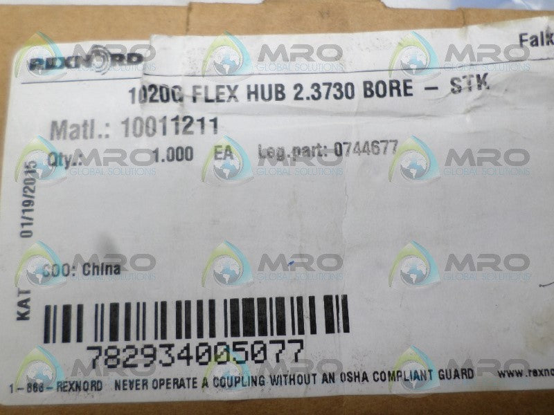 REXNORD 0744677 1020G FLEX HUB 2.3730 *NEW IN BOX*