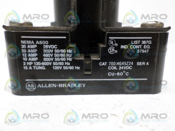 ALLEN BRADLEY 700-HG45Z24 SER. C RELAY (MISSING ACCESSORIES)  NSNP
