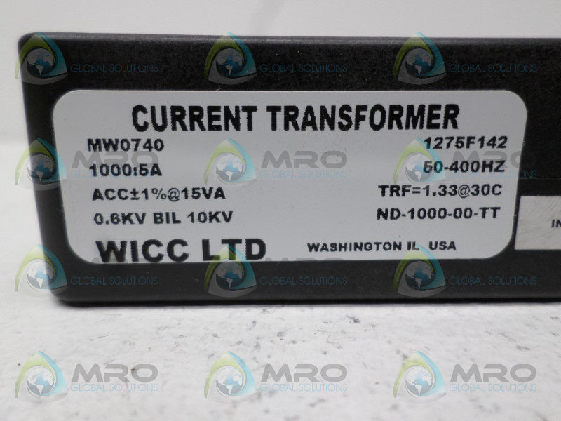 WICC MW0740 CURRENT TRANSFORMER RATIO 1000:5A  NSNP