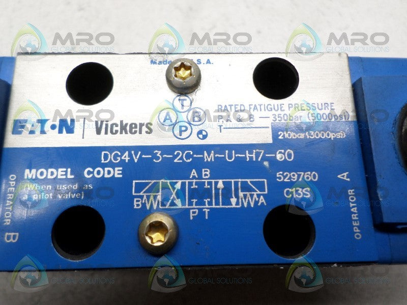VICKERS DG4V-3-2C-M-U-H7-60 DIRECTIONAL SOLENOID VALVE *USED*