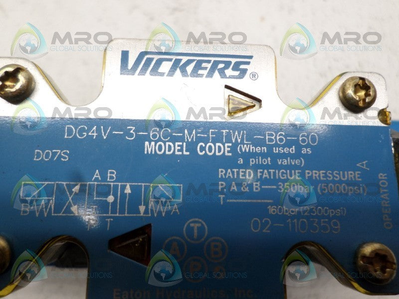 VICKERS DG4V-3-6C-M-FTWL-B6-60 DIRECTIONAL SOLENOID VALVE *NEW NO BOX*