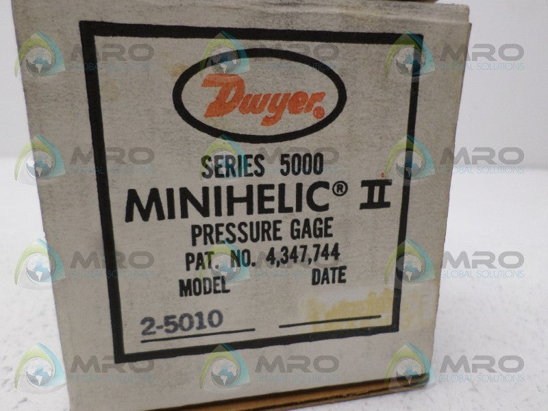 DWYER 2-5010 PRESSURE GAUGE 0-5IN W.C. *NEW IN BOX*