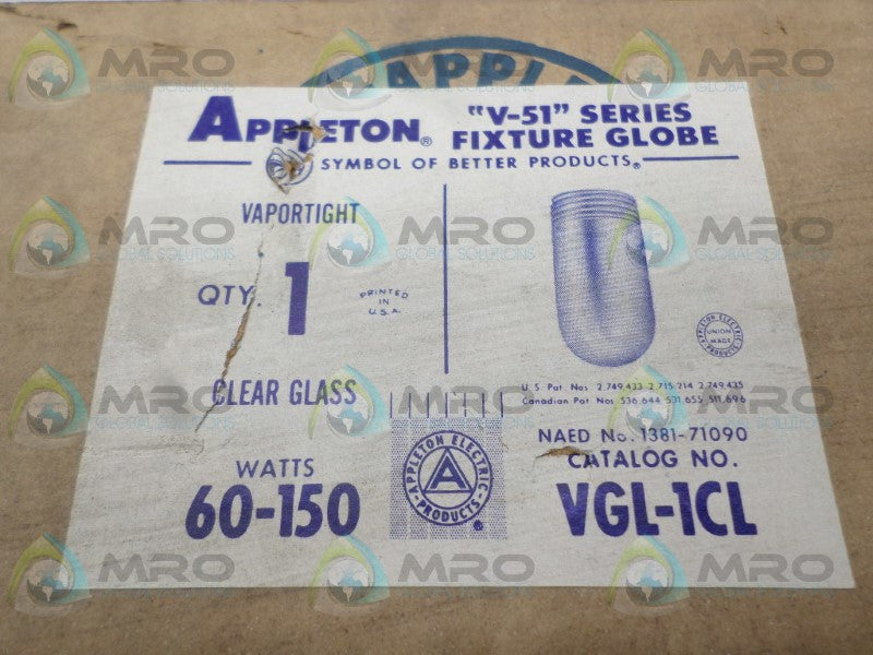 APPLETON VGL-1CL FIXTURE GLOBE *NEW IN BOX*