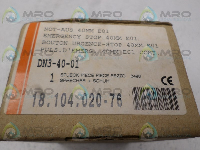 SPRECHER+SCHUH DN3-40-01 EMERGENCY STOP PUSHBUTTON *NEW IN BOX*