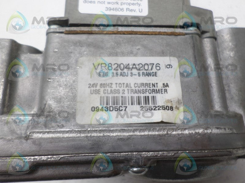 HONEYWELL VR8204A2076 DUAL INTERMITTENT PILOT GAS VALVE *USED*