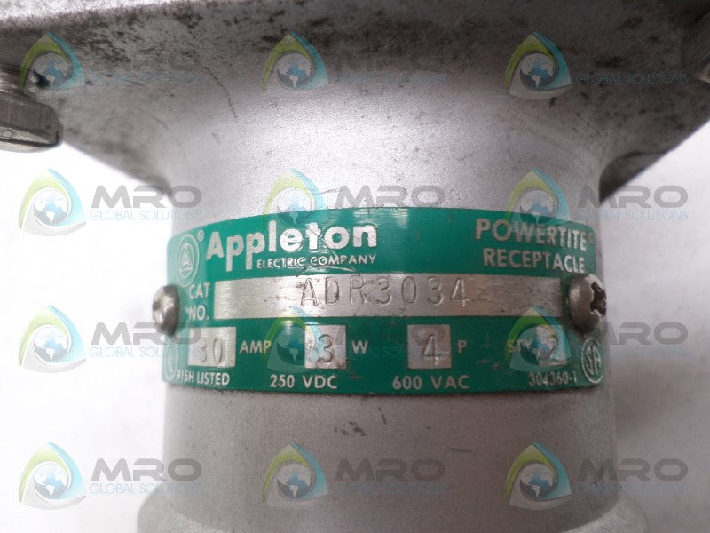 APPLETON POWERTITE ADR3034 RECEPTACLE *USED*