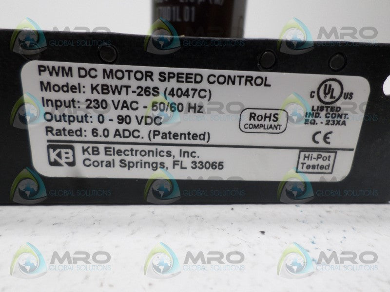 KB ELECTRONICS KBWT-26S (4047C) DC MOTOR SPEED CONTROL *NEW IN BOX*