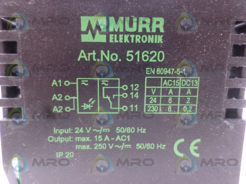 MURR ELEKTRONIK 51620 OUTPUT RELAY (AS PICTURED) *USED*