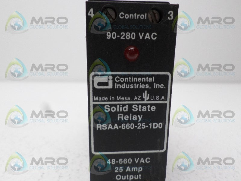 CONTINENTAL INDUSTRIES RSAA-660-25-1D0 SOLID STATE RELAY *NEW NO BOX*