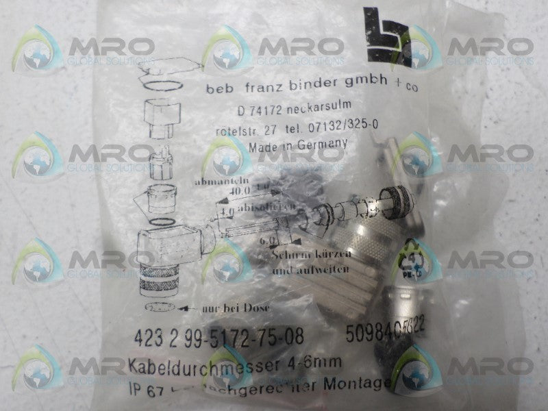 BINDER 423-2-99-5172-75-08 CABLE CONNECTOR  NSMP